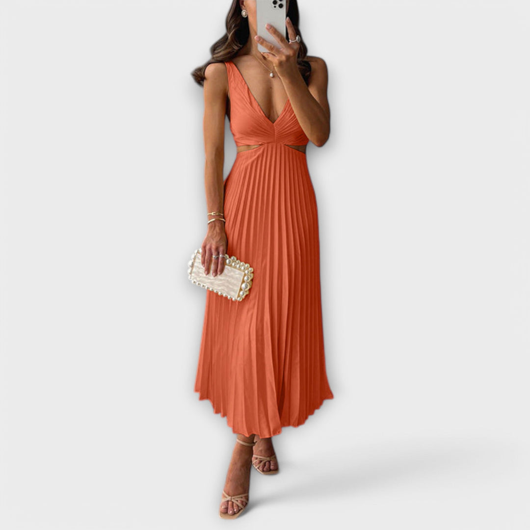 Giorgia™ | Abito Elegante a Pieghe di Media Lunghezza