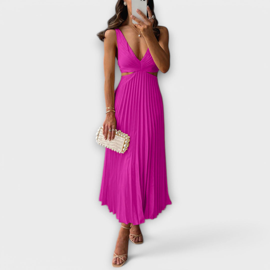 Giorgia™ | Abito Elegante a Pieghe di Media Lunghezza