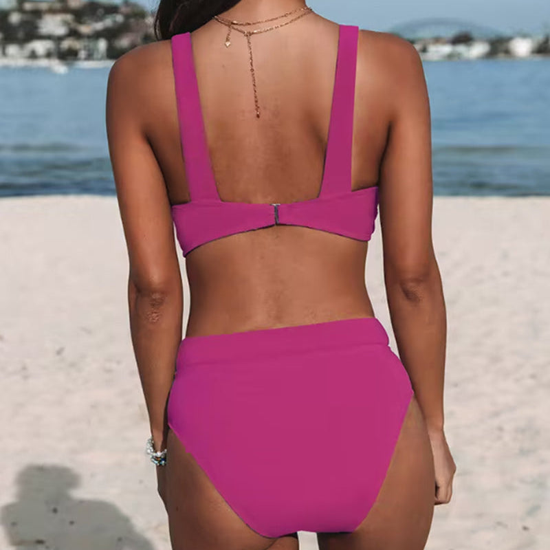 Kim™ | Costume da Bagno Monocolore a Vita Alta