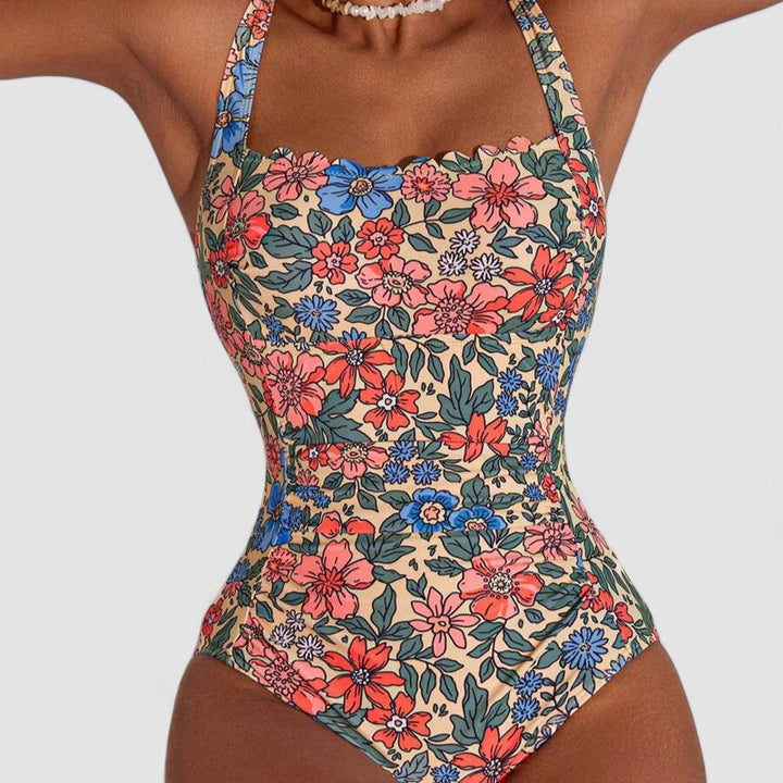 Tilde™ | Costume da Bagno Floreale con Scollo