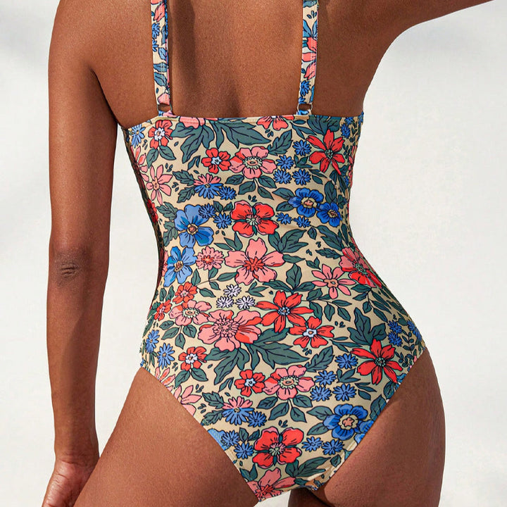 Tilde™ | Costume da Bagno Floreale con Scollo