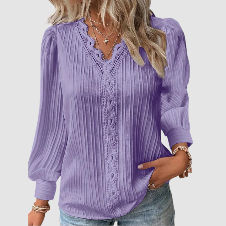 Lara™ | Blusa in Chiffon con Dettagli in Pizzo