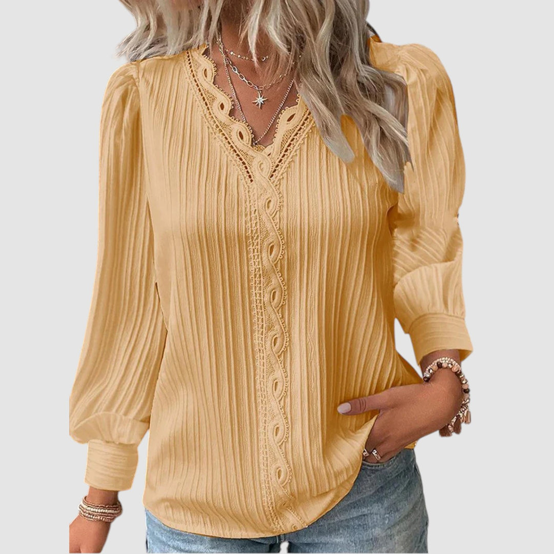 Lara™ | Blusa in Chiffon con Dettagli in Pizzo
