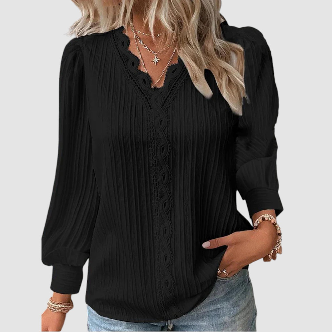 Lara™ | Blusa in Chiffon con Dettagli in Pizzo