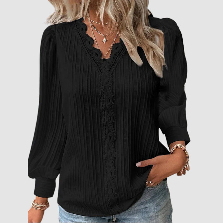 Lara™ | Blusa in Chiffon con Dettagli in Pizzo