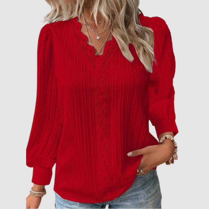 Lara™ | Blusa in Chiffon con Dettagli in Pizzo
