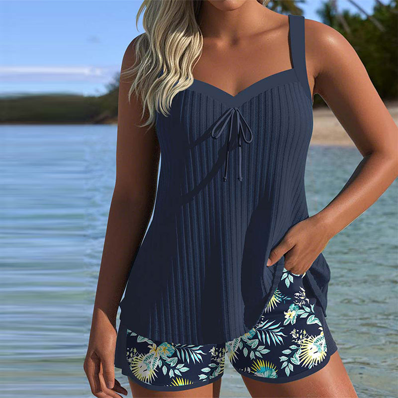 Sina™ | Due Pezzi con Motivo a Righe e Pantaloni da Spiaggia