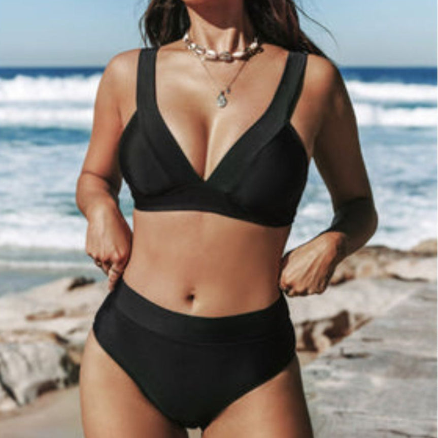 Kim™ | Costume da Bagno Monocolore a Vita Alta