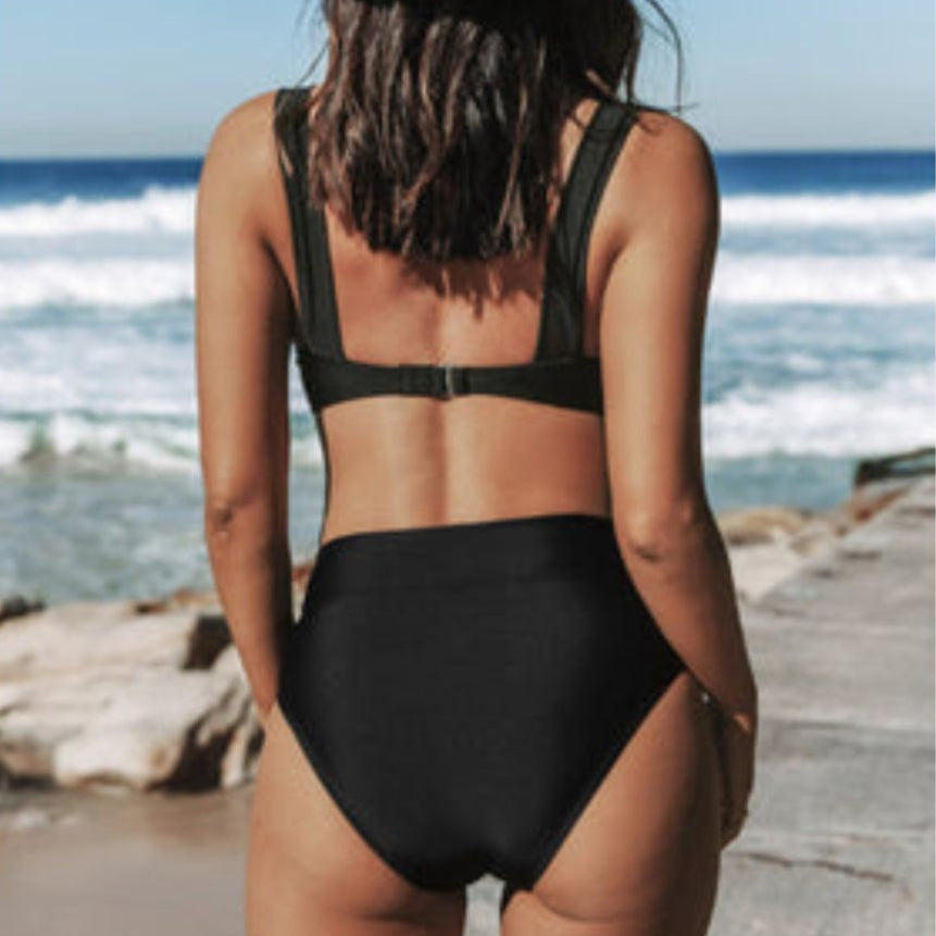 Kim™ | Costume da Bagno Monocolore a Vita Alta