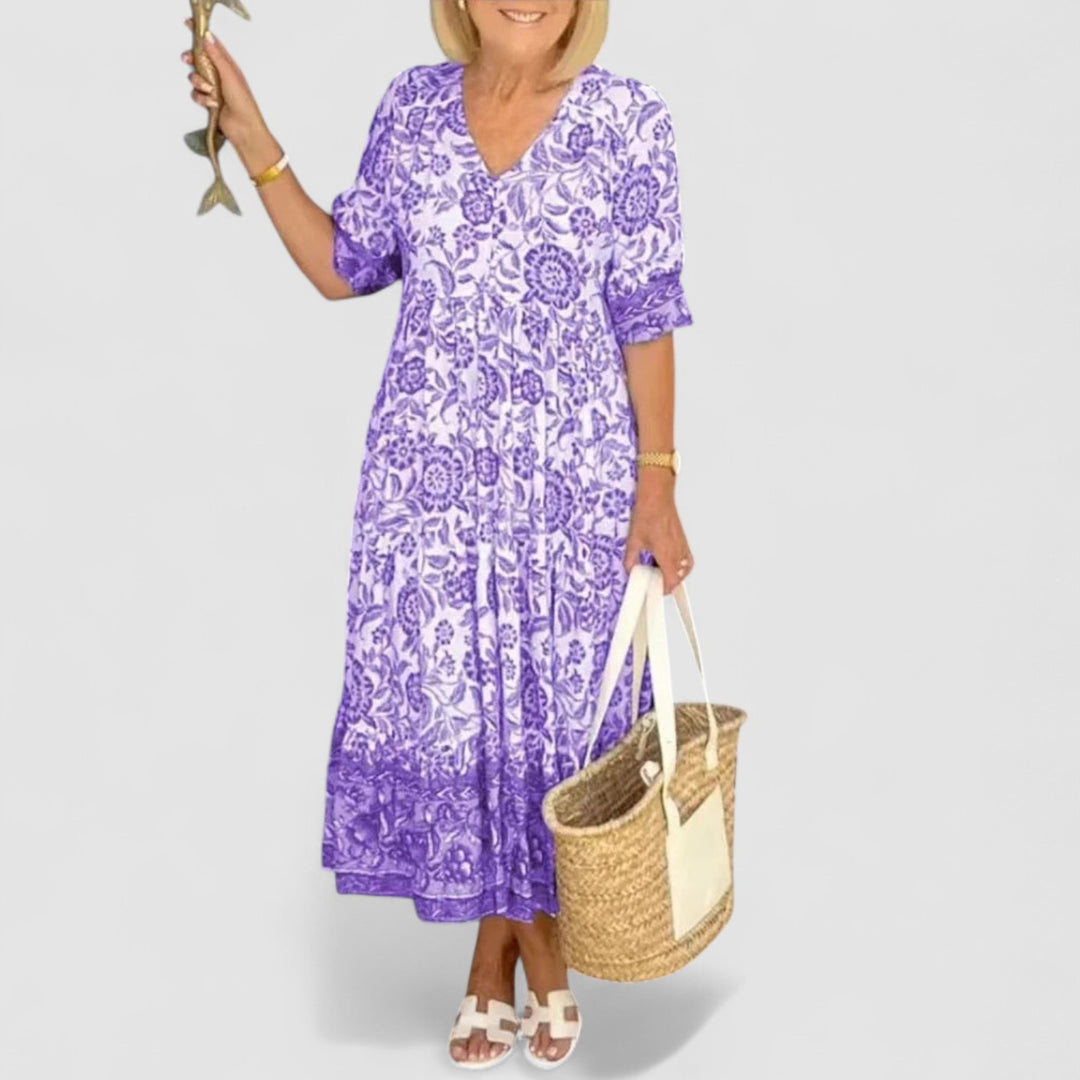 Cinzia™ | Vestito Floreale con Scollatura a V