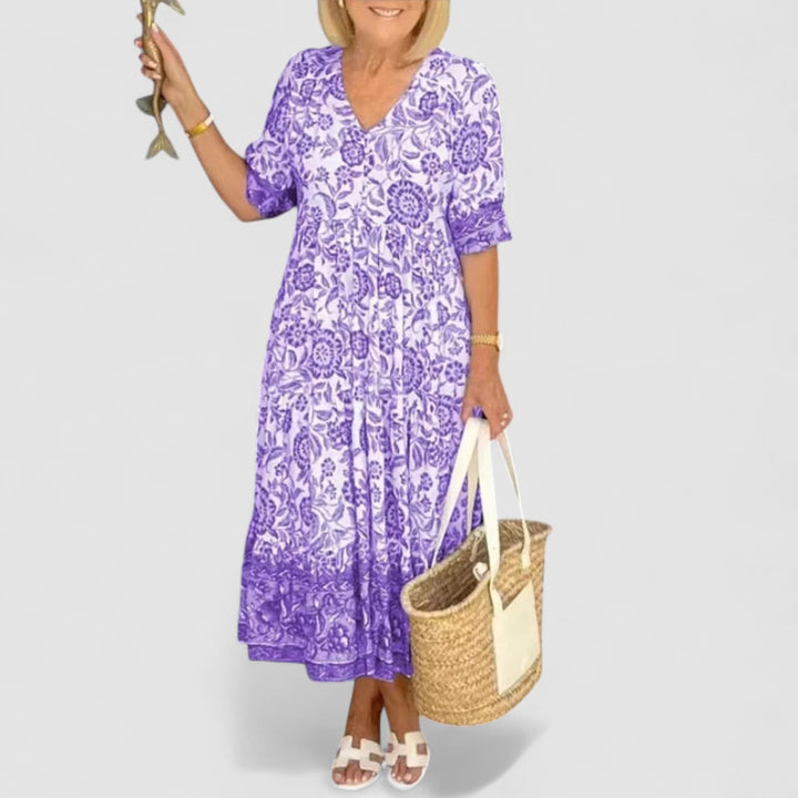 Cinzia™ | Vestito Floreale con Scollatura a V