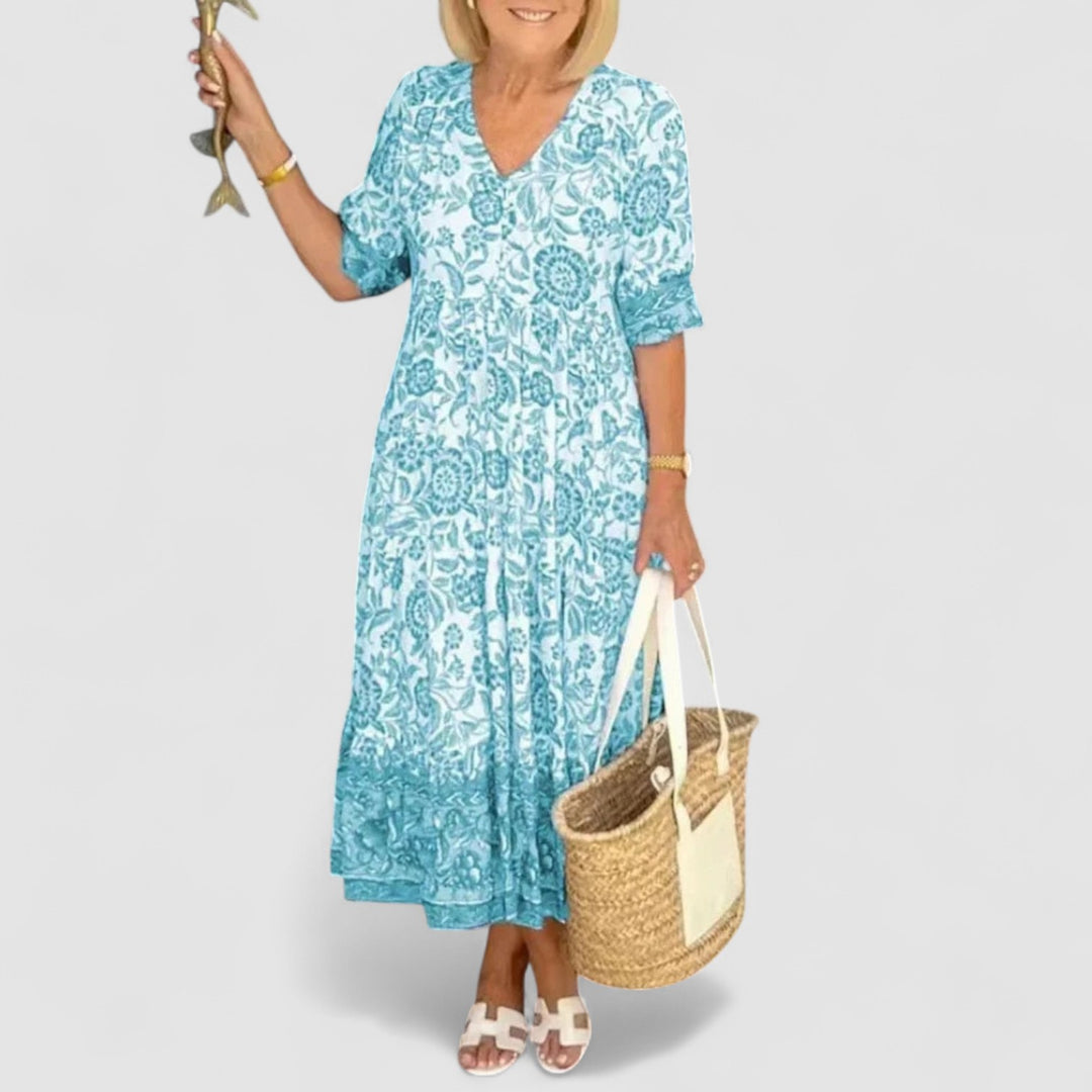 Cinzia™ | Vestito Floreale con Scollatura a V