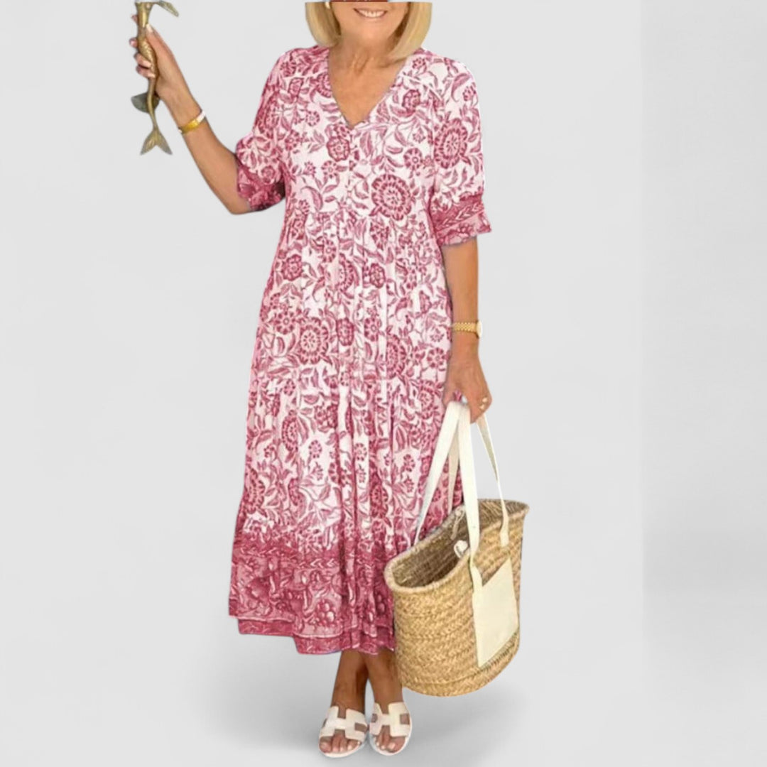 Cinzia™ | Vestito Floreale con Scollatura a V