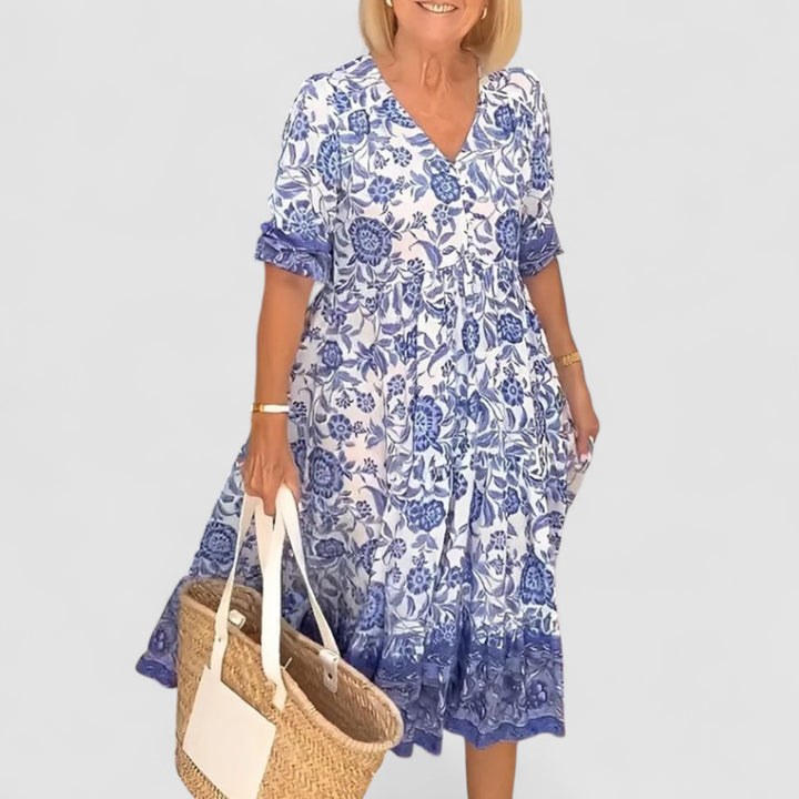 Cinzia™ | Vestito Floreale con Scollatura a V