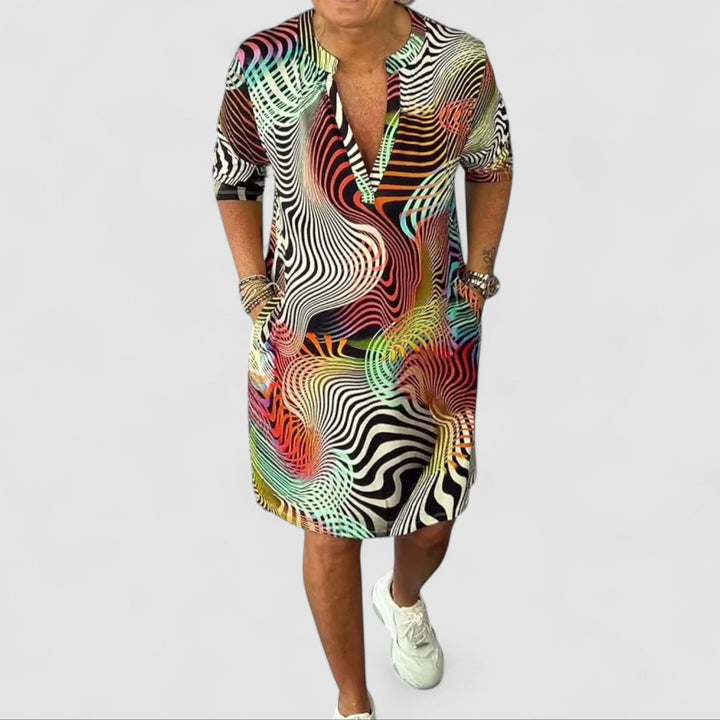 Elisea™ | Vestito Colorato con Scollatura a V